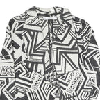 MNG Womens Black & White Geometric Coach Jacket S Polyester Blend Woven Classic