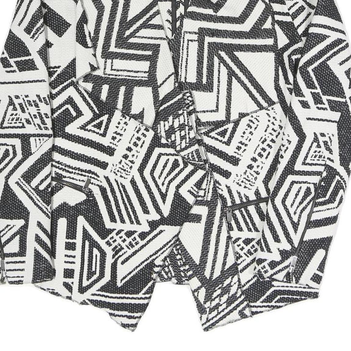 MNG Womens Black & White Geometric Coach Jacket S Polyester Blend Woven Classic