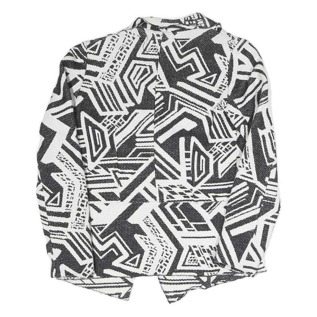 MNG Womens Black & White Geometric Coach Jacket S Polyester Blend Woven Classic