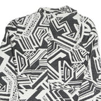 MNG Womens Black & White Geometric Coach Jacket S Polyester Blend Woven Classic