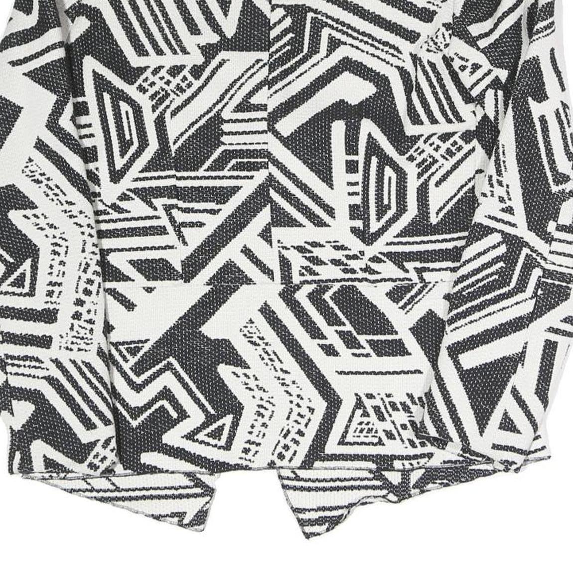 MNG Womens Black & White Geometric Coach Jacket S Polyester Blend Woven Classic