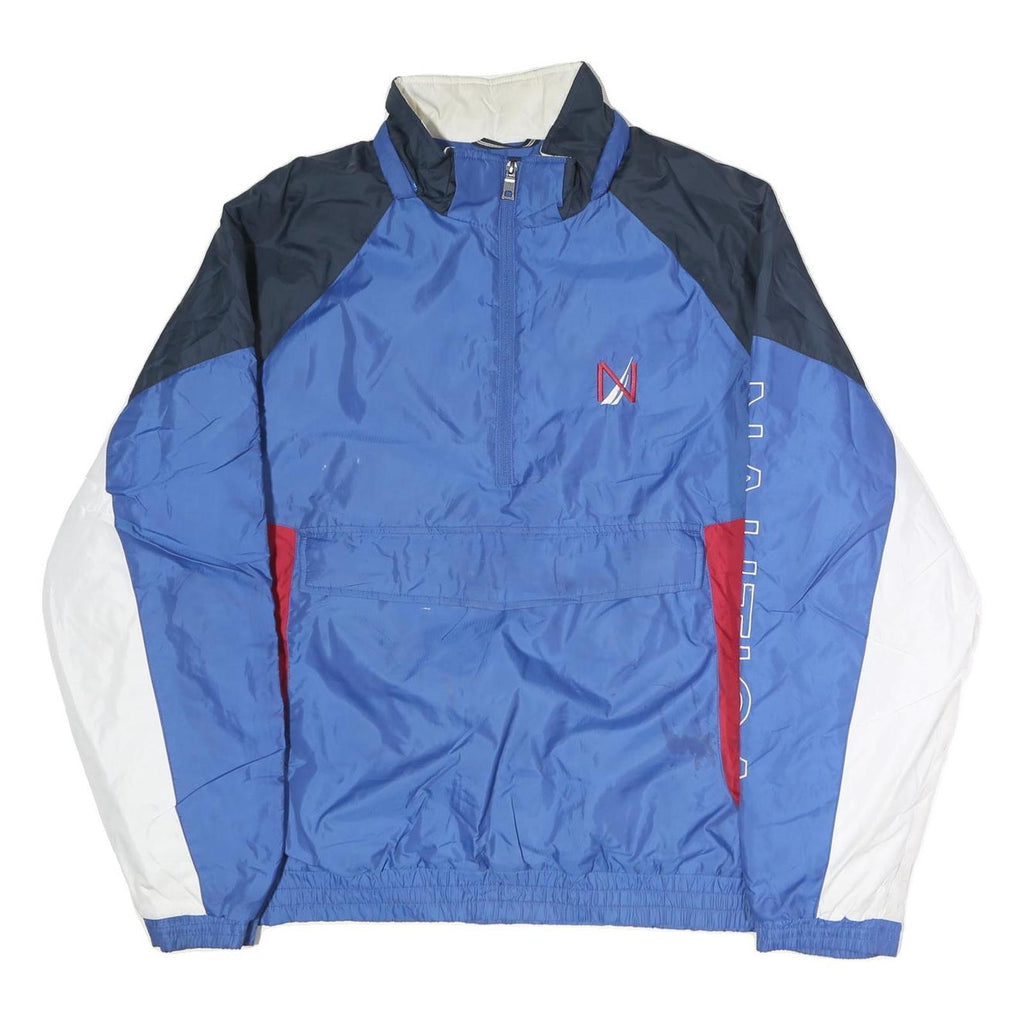 NAUTICA Mens Blue Red White Cotton Zip Jacket 2XL Colourblock Sailing Inspired