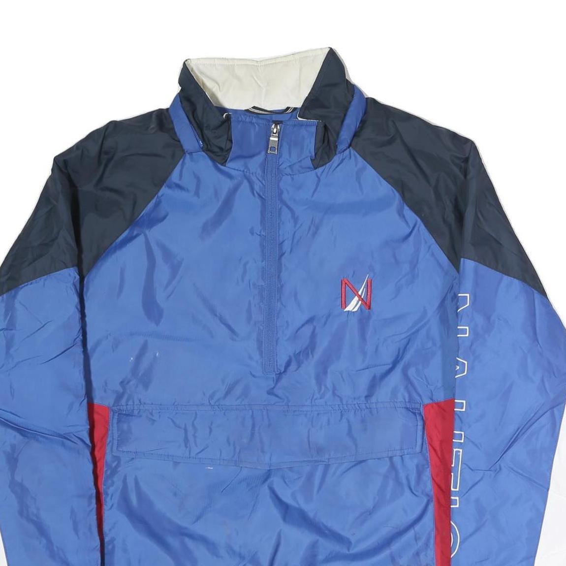 NAUTICA Mens Blue Red White Cotton Zip Jacket 2XL Colourblock Sailing Inspired