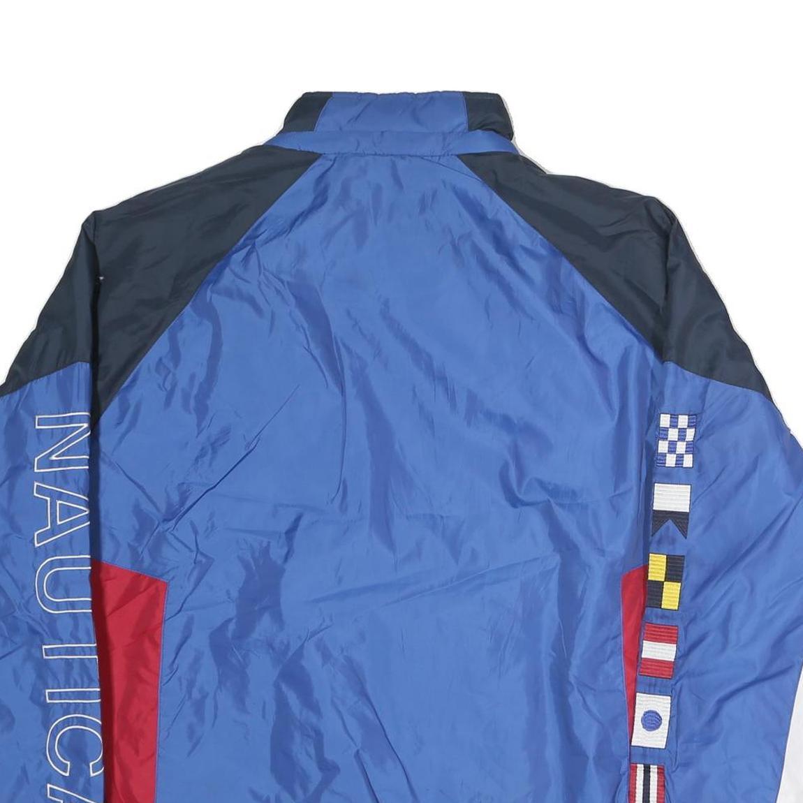 NAUTICA Mens Blue Red White Cotton Zip Jacket 2XL Colourblock Sailing Inspired