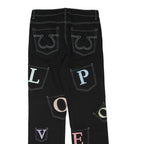 SWIDES Womens Black Regular Jeans Denim W34 L33 Colourful Patchwork Straight Leg