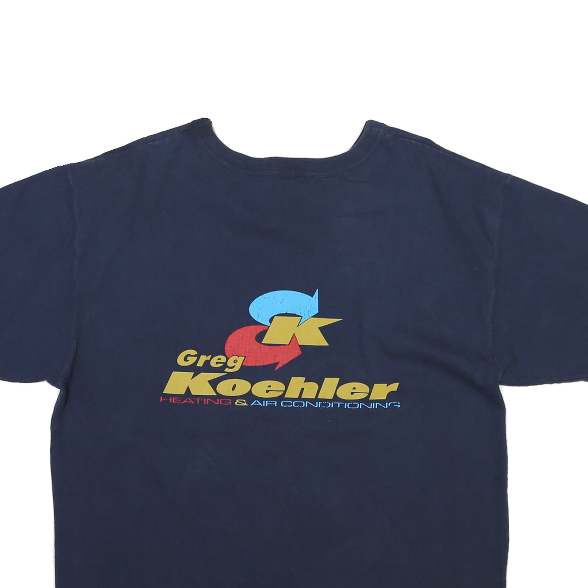 CHAMPION Mens Blue & Navy Heating Air Conditioning Graphic T-Shirt L Short