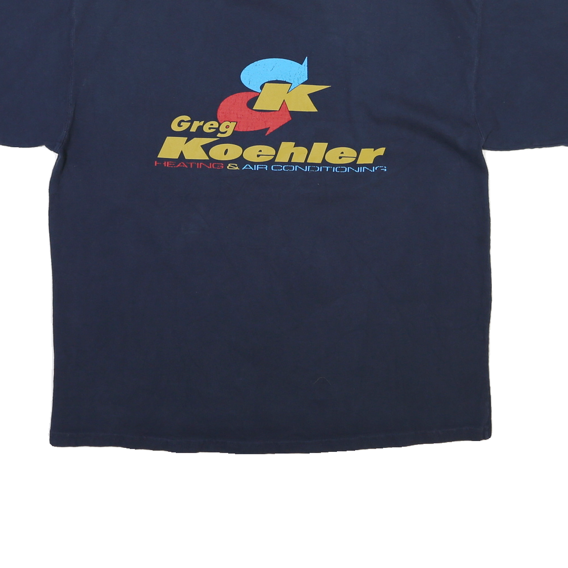 CHAMPION Mens Blue & Navy Heating Air Conditioning Graphic T-Shirt L Short