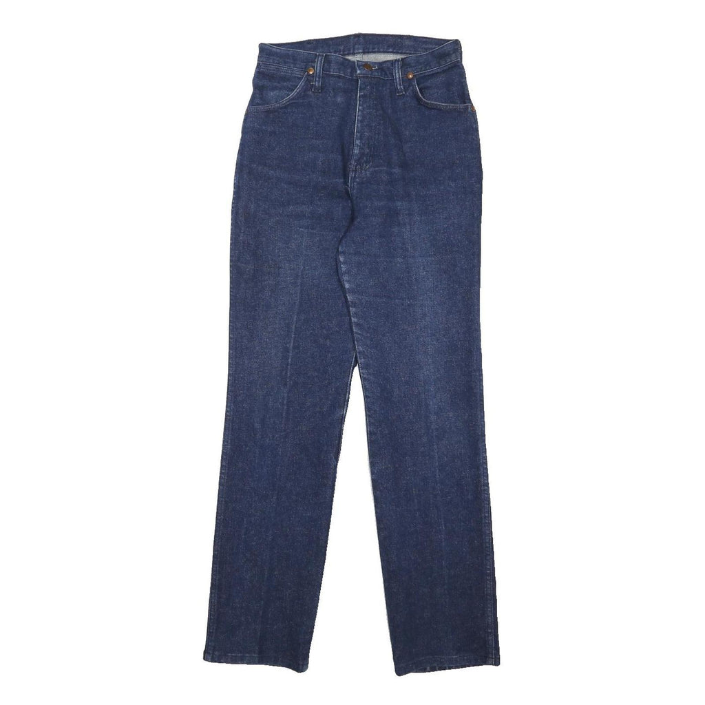 WRANGLER Womens Blue Cotton Blend Denim Straight Regular Fit Zip W26 L30 Dark