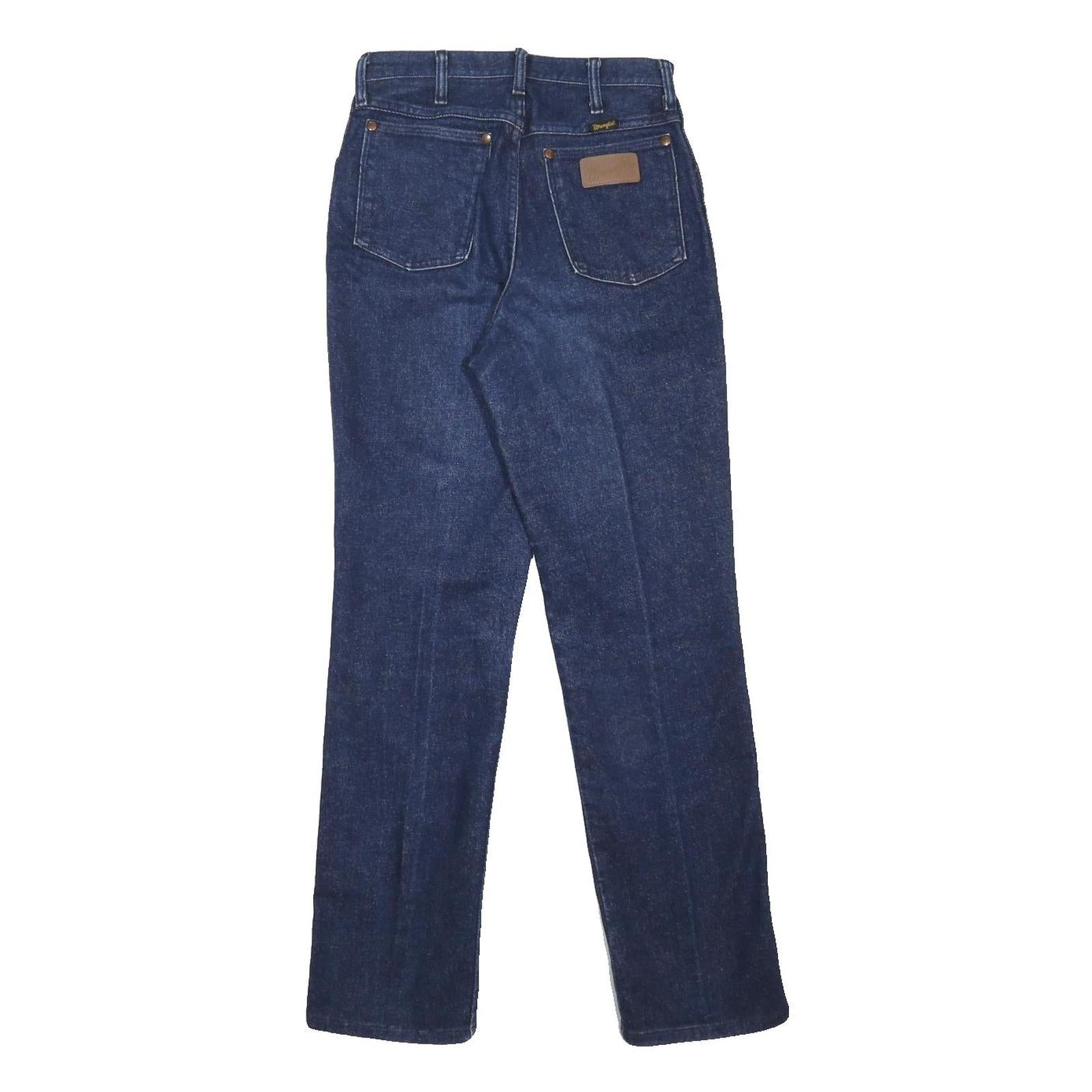 WRANGLER Womens Blue Cotton Blend Denim Straight Regular Fit Zip W26 L30 Dark