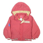REEBOK Boys Red Hooded Zip Jacket S Nylon Plain Casual Sportswear