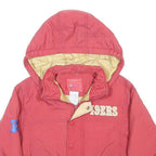 REEBOK Boys Red Hooded Zip Jacket S Nylon Plain Casual Sportswear