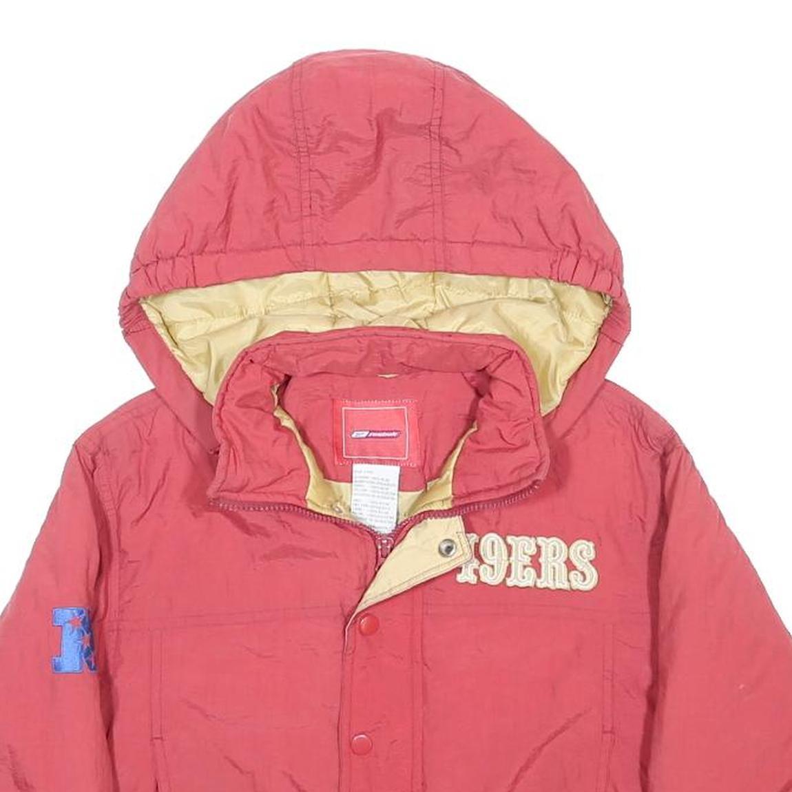 REEBOK Boys Red Hooded Zip Jacket S Nylon Plain Casual Sportswear