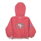 REEBOK Boys Red Hooded Zip Jacket S Nylon Plain Casual Sportswear