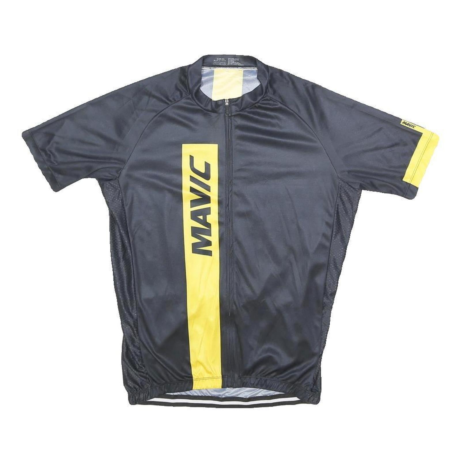 MAVIC Mens Black & Yellow Cycling Jersey XL Short Sleeve Round Neck Sportswear