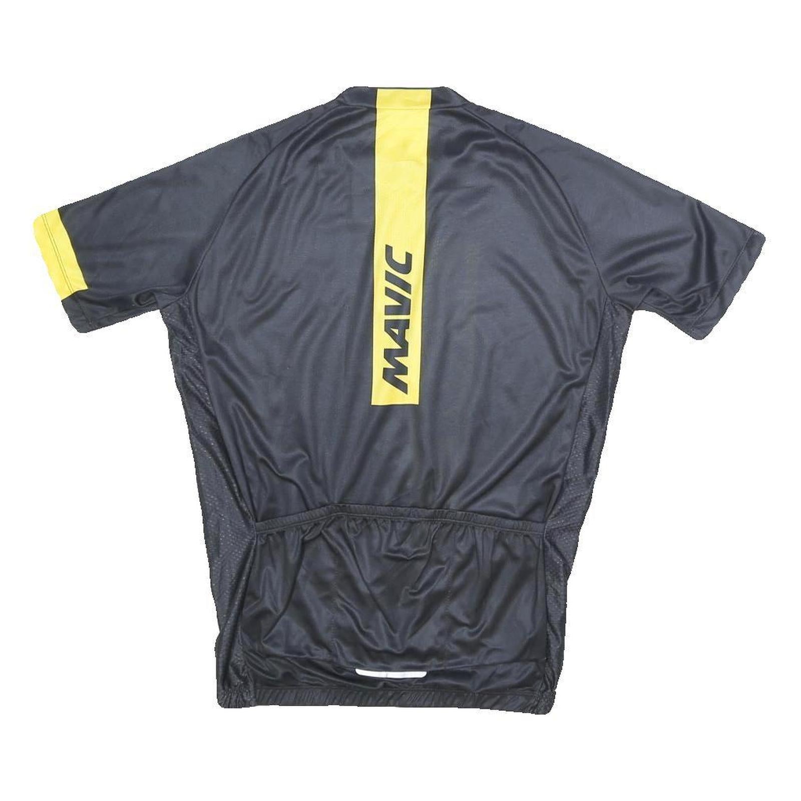MAVIC Mens Black & Yellow Cycling Jersey XL Short Sleeve Round Neck Sportswear