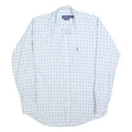 RALPH LAUREN Mens Blue & White Check Shirt L Button-Down Collar Long Sleeve