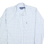 RALPH LAUREN Mens Blue & White Check Shirt L Button-Down Collar Long Sleeve