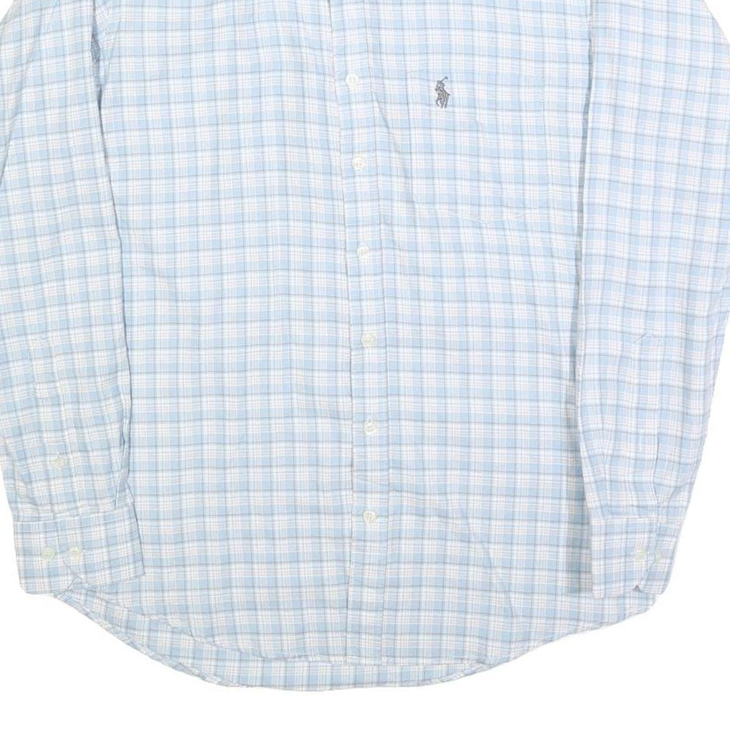 RALPH LAUREN Mens Blue & White Check Shirt L Button-Down Collar Long Sleeve