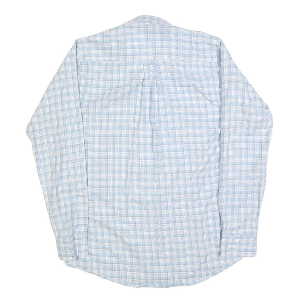 RALPH LAUREN Mens Blue & White Check Shirt L Button-Down Collar Long Sleeve