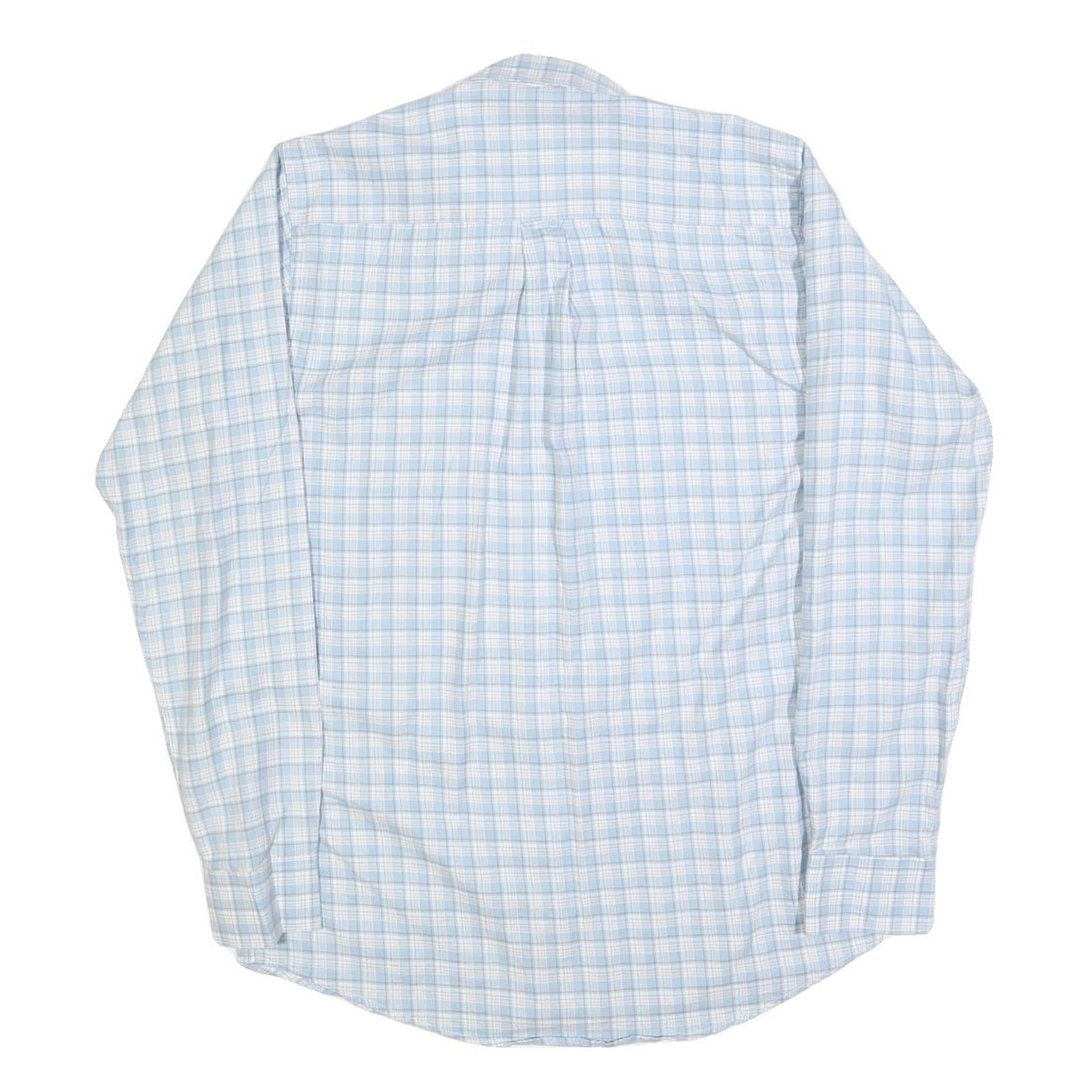 RALPH LAUREN Mens Blue & White Check Shirt L Button-Down Collar Long Sleeve