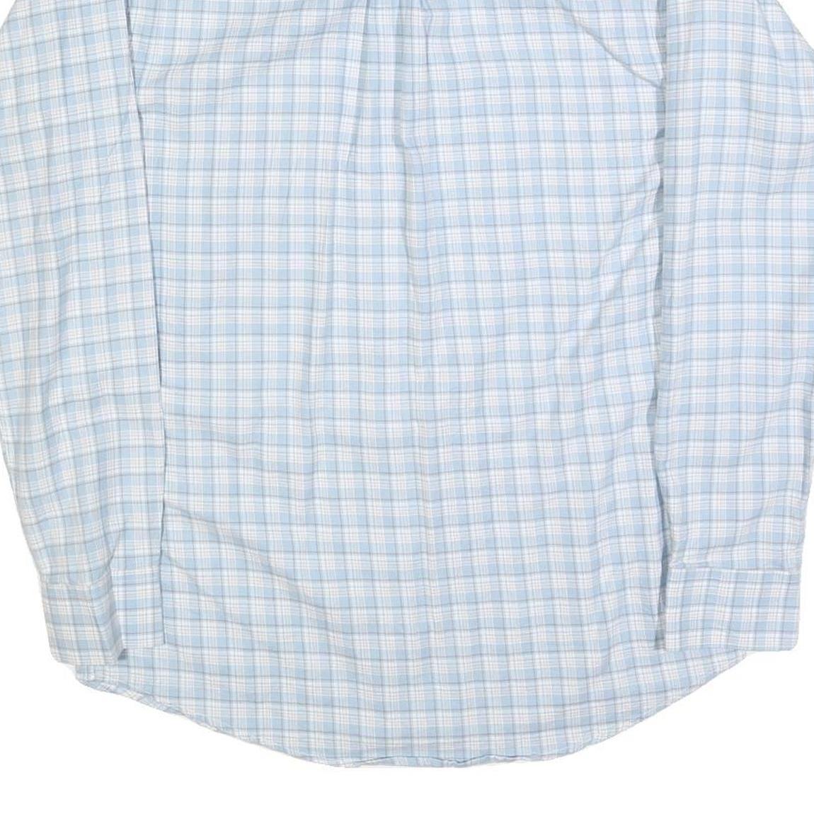 RALPH LAUREN Mens Blue & White Check Shirt L Button-Down Collar Long Sleeve