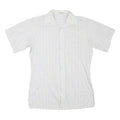 Mens White Blue & Beige Stripe Cotton Blend Shirt M Casual Smart Summer