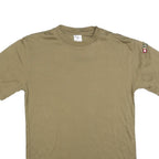 Mens Beige Plain T-Shirt M Short Sleeve Crew Neck Casual Cotton Blend