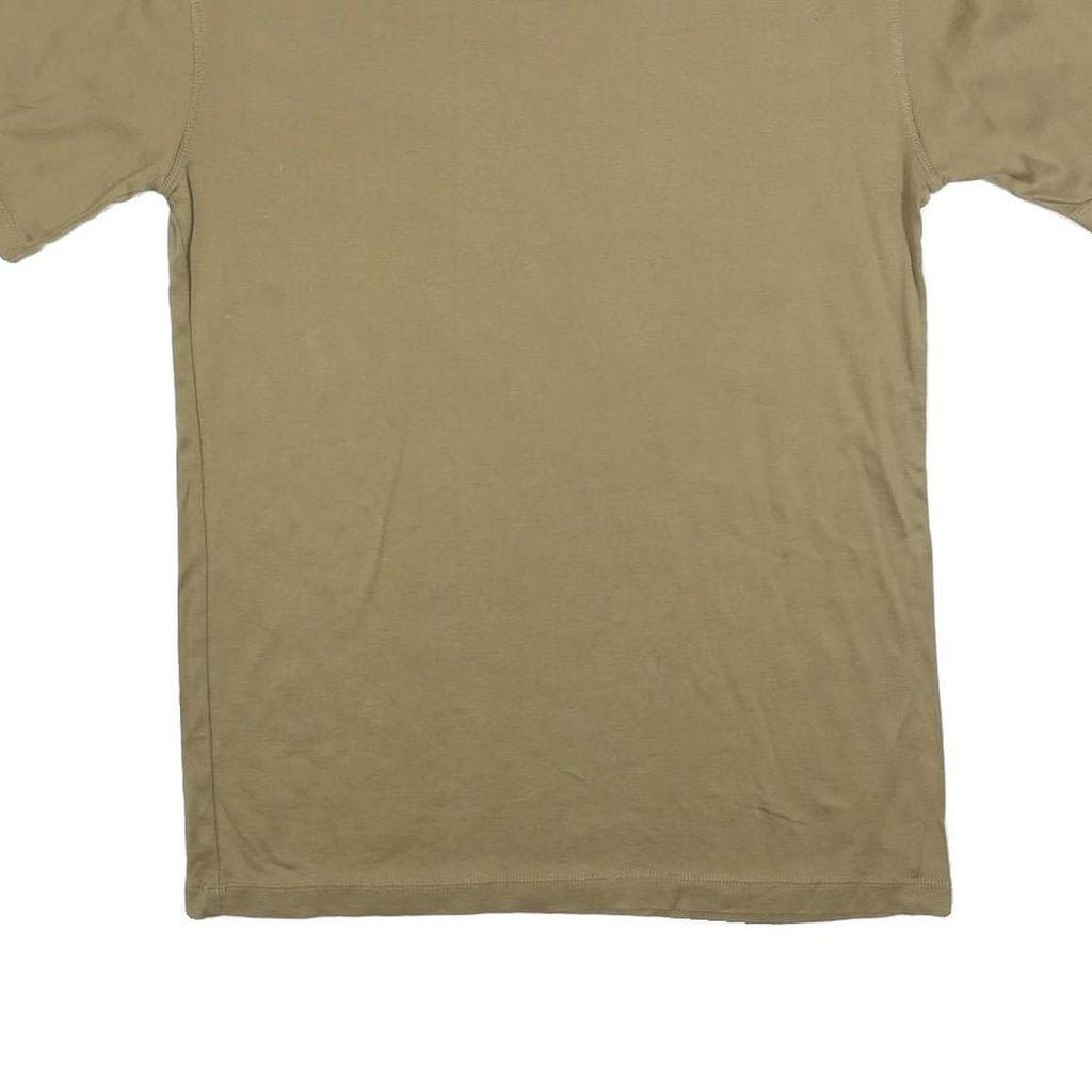 Mens Beige Plain T-Shirt M Short Sleeve Crew Neck Casual Cotton Blend