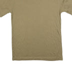 Mens Beige Plain T-Shirt M Short Sleeve Crew Neck Casual Cotton Blend