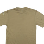 Mens Beige Plain T-Shirt M Short Sleeve Crew Neck Casual Cotton Blend