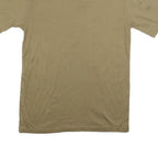 Mens Beige Plain T-Shirt M Short Sleeve Crew Neck Casual Cotton Blend