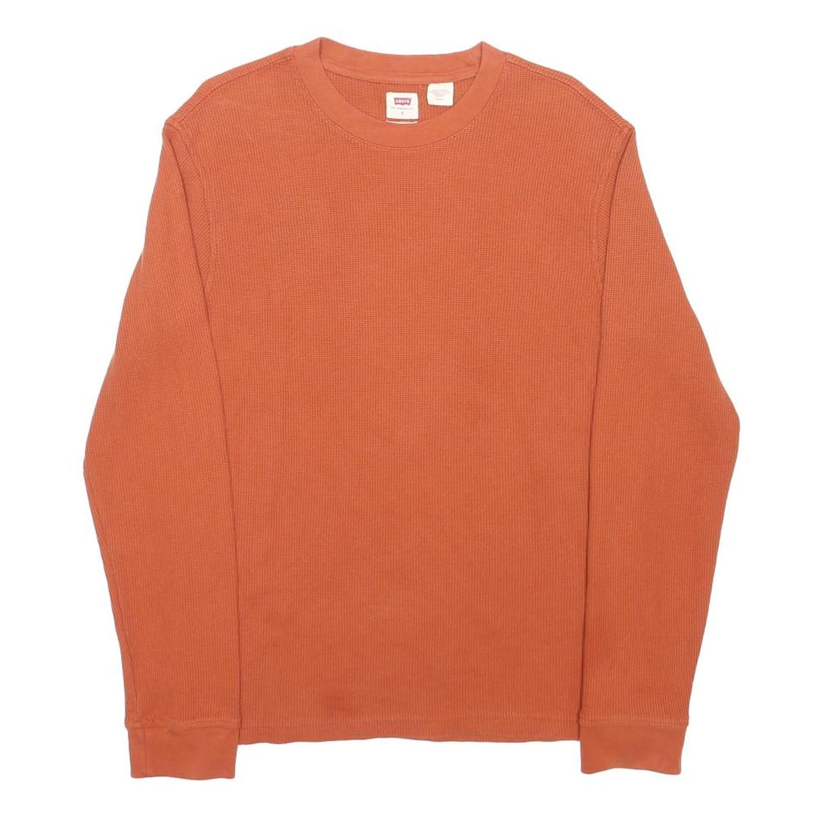 LEVI'S Mens Orange Long Sleeve Crew Neck Cotton Blend T-Shirt S Casual Basics