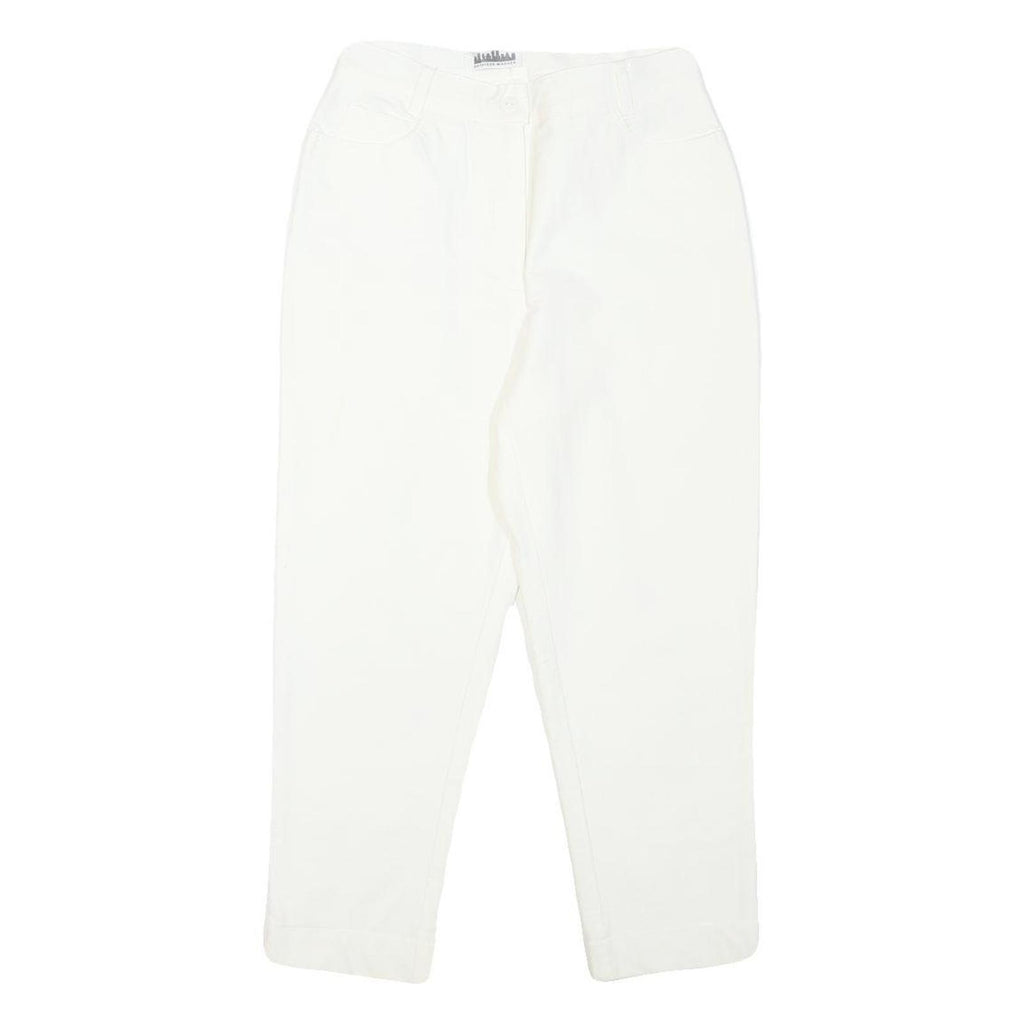 KATHLEEN MADDEN Womens Cotton Blend White Regular Fit Zip Trousers W26 L22