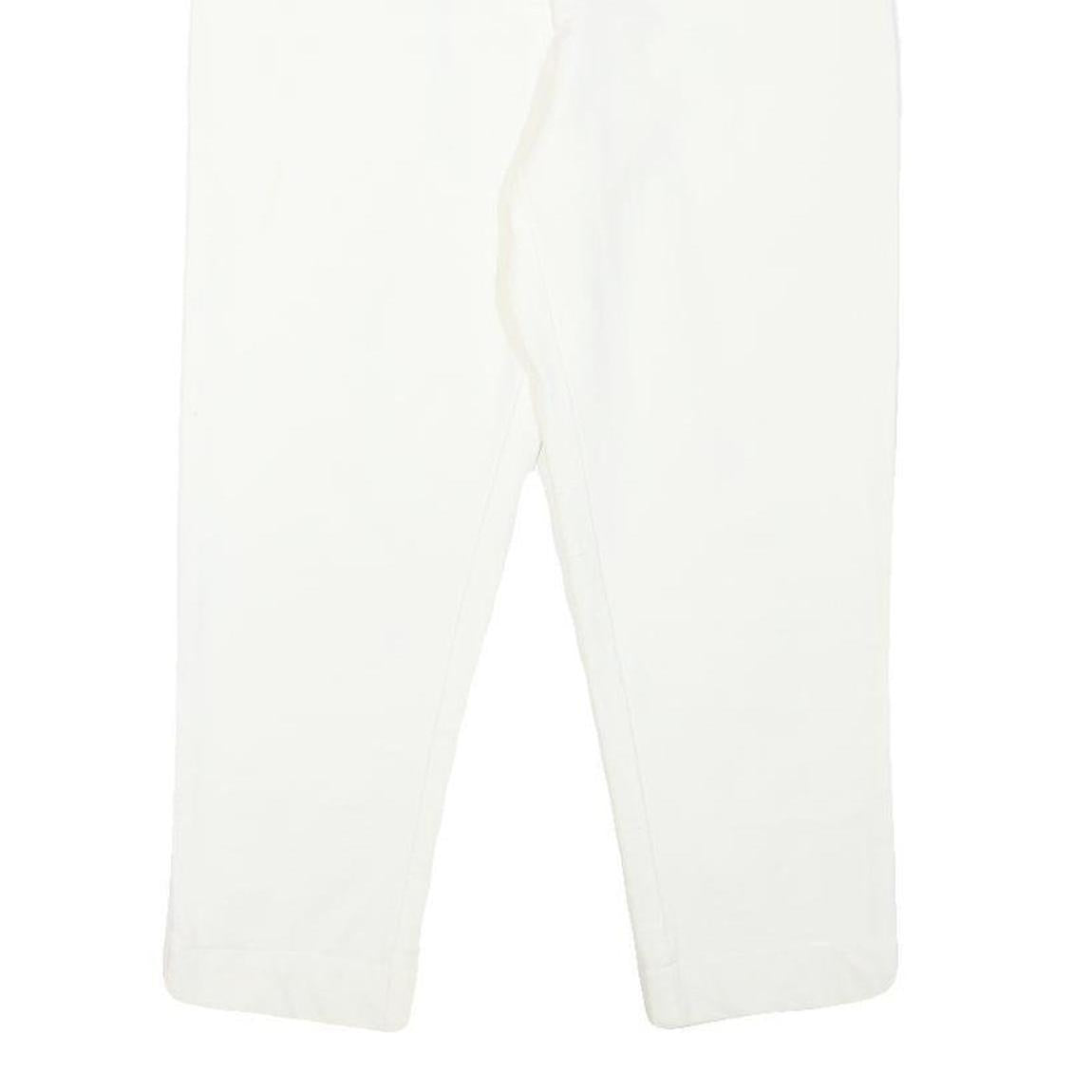 KATHLEEN MADDEN Womens Cotton Blend White Regular Fit Zip Trousers W26 L22