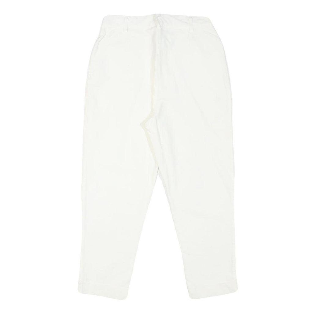 KATHLEEN MADDEN Womens Cotton Blend White Regular Fit Zip Trousers W26 L22