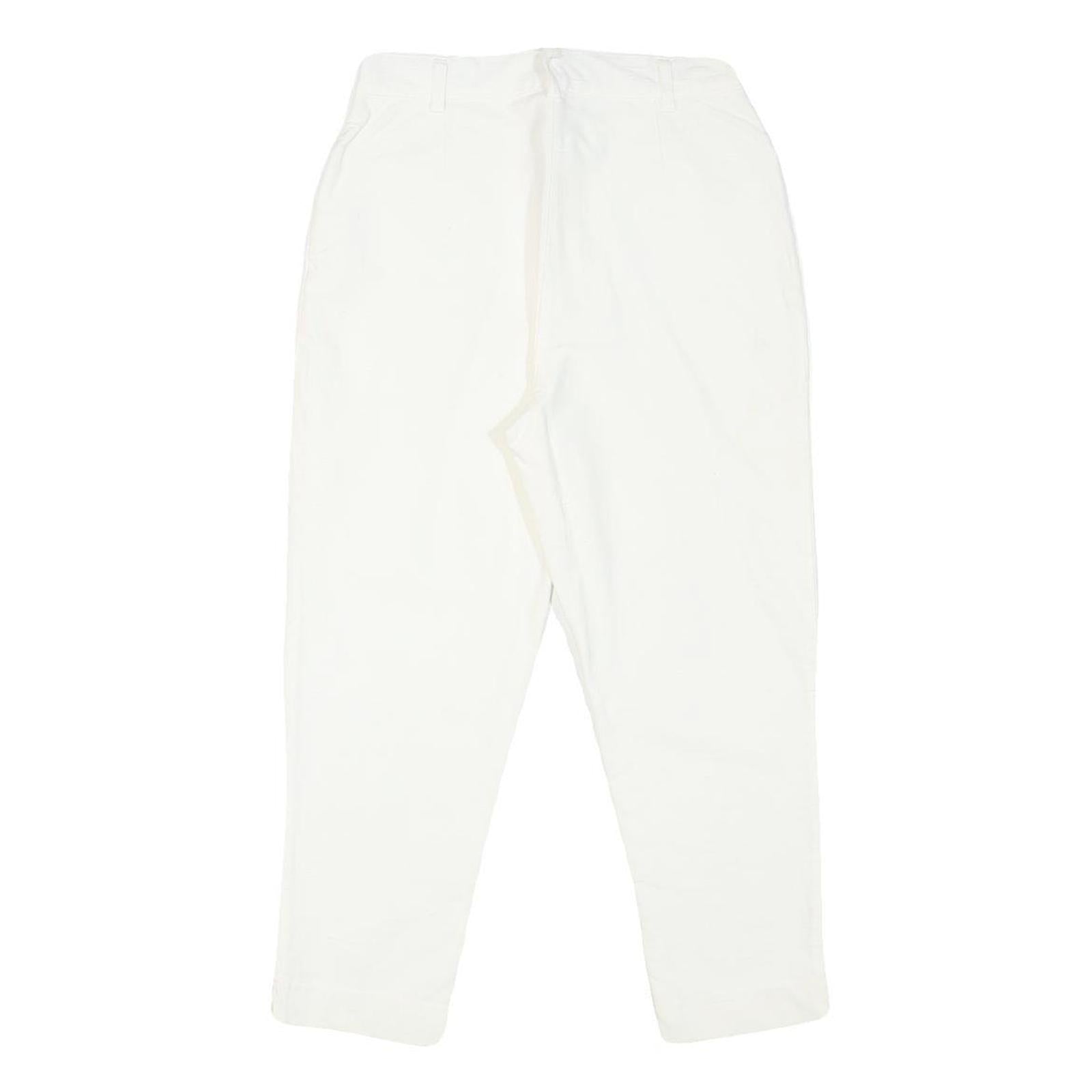 KATHLEEN MADDEN Womens Cotton Blend White Regular Fit Zip Trousers W26 L22