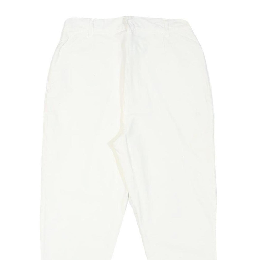 KATHLEEN MADDEN Womens Cotton Blend White Regular Fit Zip Trousers W26 L22