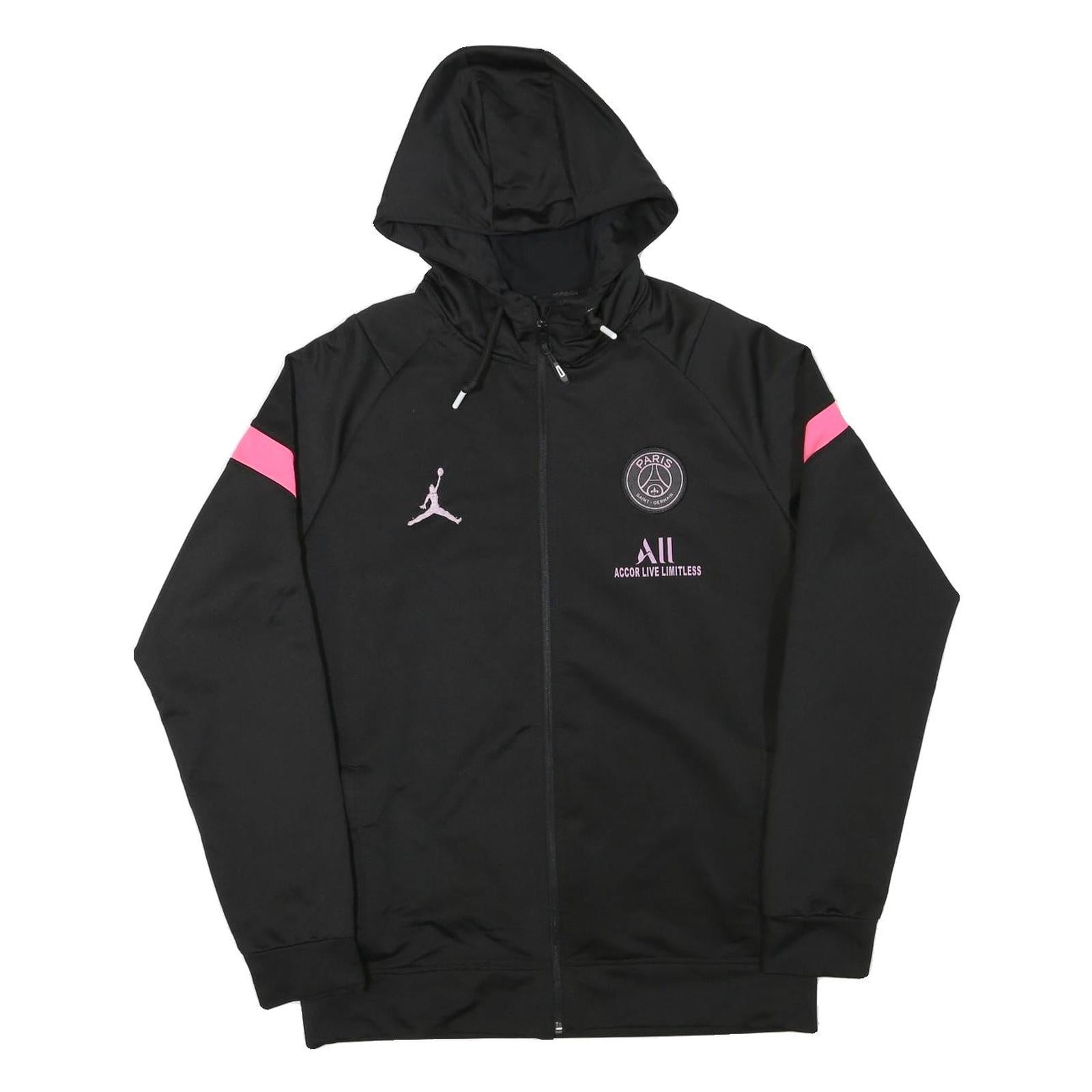 AIR JORDAN Mens Black Pink Zip Hoodie Jacket XL Polyester Blend Sportswear