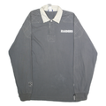 REEBOK Mens Grey White Raiders Long Sleeve Plain XL Cotton Sports Polo Shirt