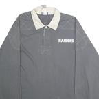 REEBOK Mens Grey White Raiders Long Sleeve Plain XL Cotton Sports Polo Shirt