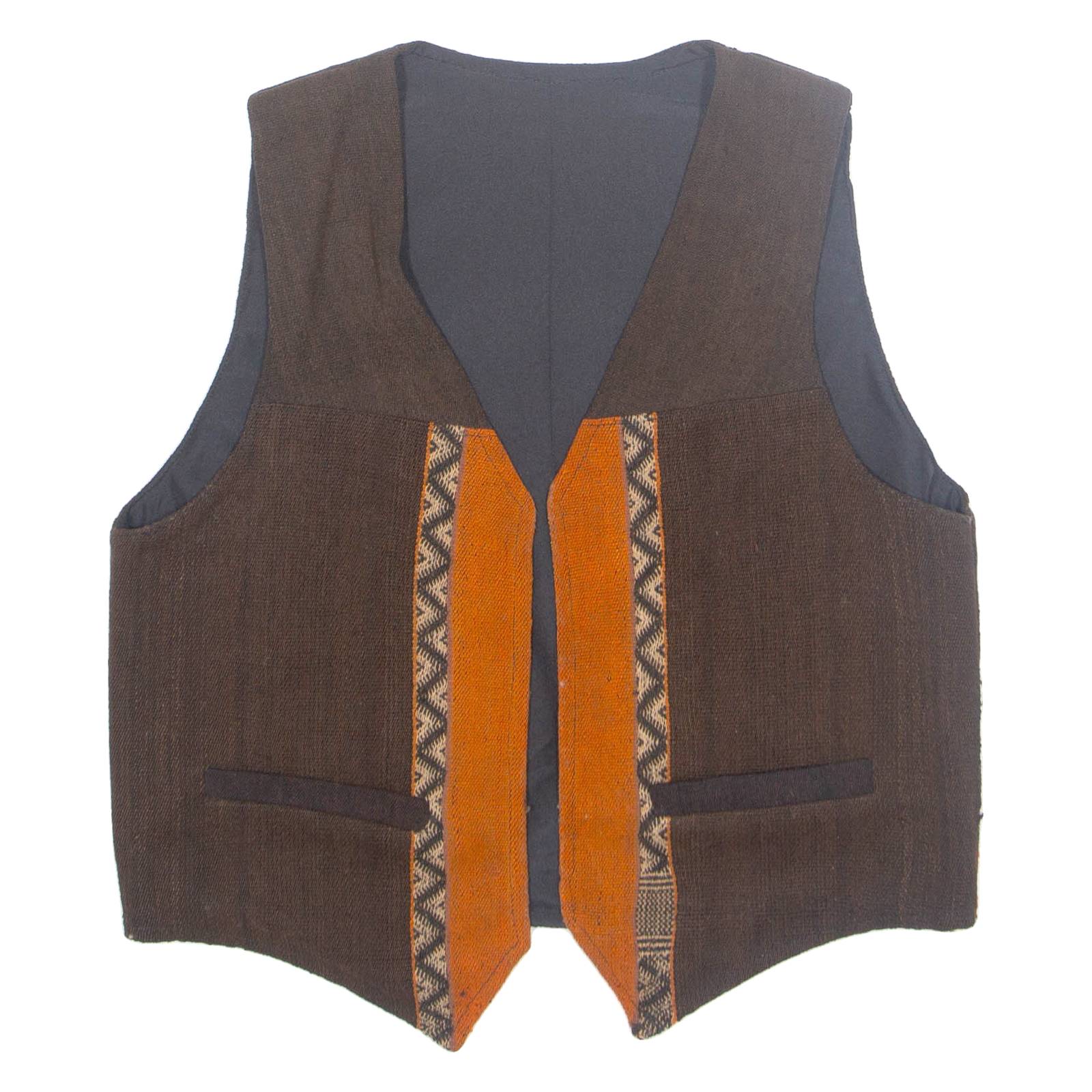 Mens Waistcoat Brown Crazy Pattern M