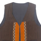 Mens Waistcoat Brown Crazy Pattern M