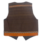Mens Waistcoat Brown Crazy Pattern M