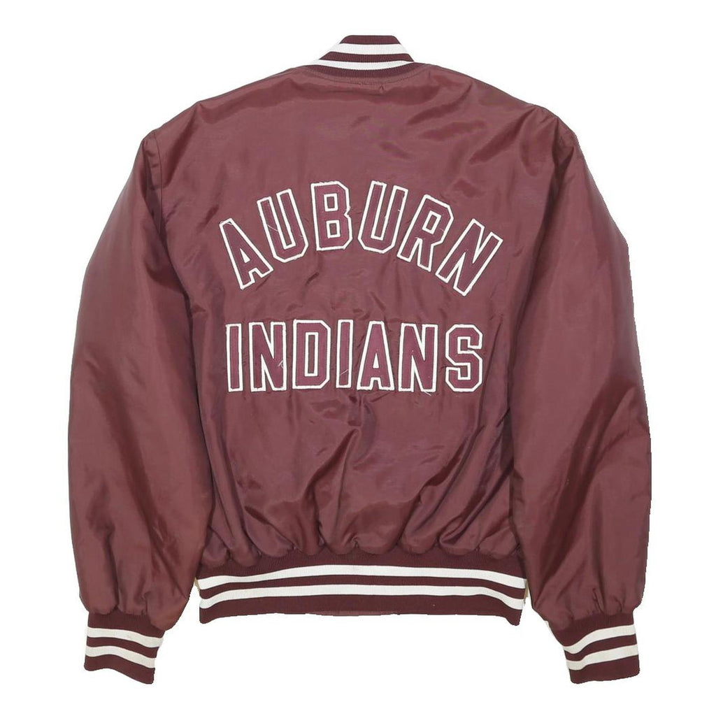 HOLLOWAY Mens Maroon & White Auburn Indians Varsity Jacket L Polyester Plain