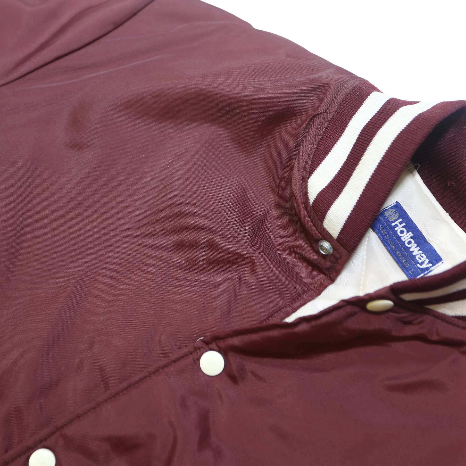 HOLLOWAY Mens Maroon & White Auburn Indians Varsity Jacket L Polyester Plain