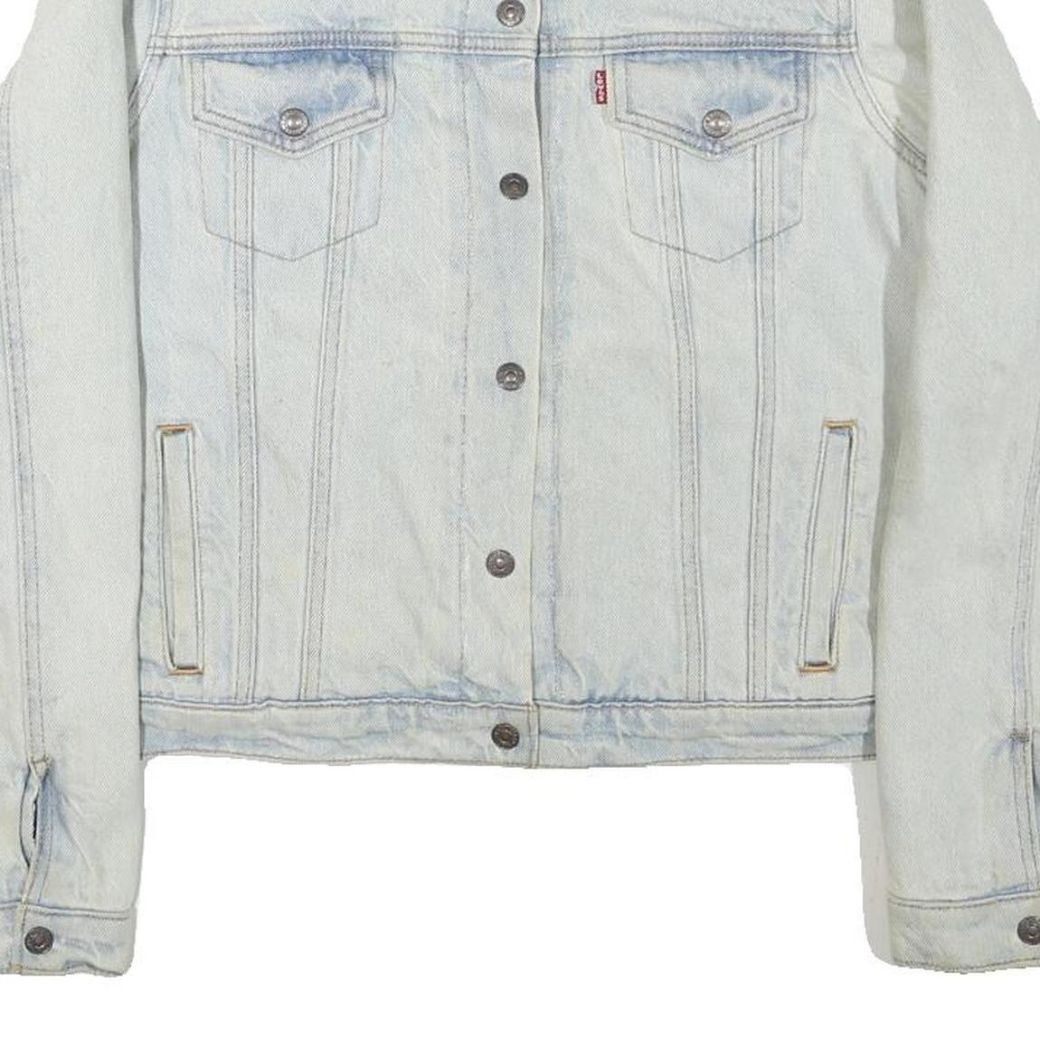 LEVI'S Womens Blue White Cotton Blend Sherpa Collar Jacket XL Denim Trucker