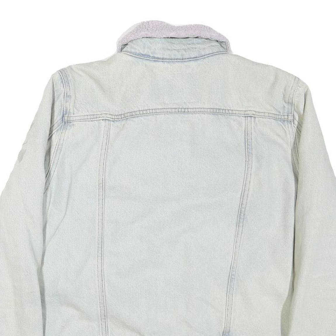 LEVI'S Womens Blue White Cotton Blend Sherpa Collar Jacket XL Denim Trucker