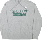 NIKE Mens Grey Sheldon Baseball Pullover Hoodie L Cotton Blend Sportswear