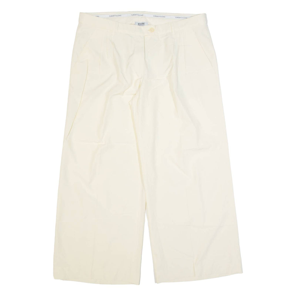 MOSCHINO CHEAP & CHIC Womens Trousers Cream Regular Wide-Leg W36 L27