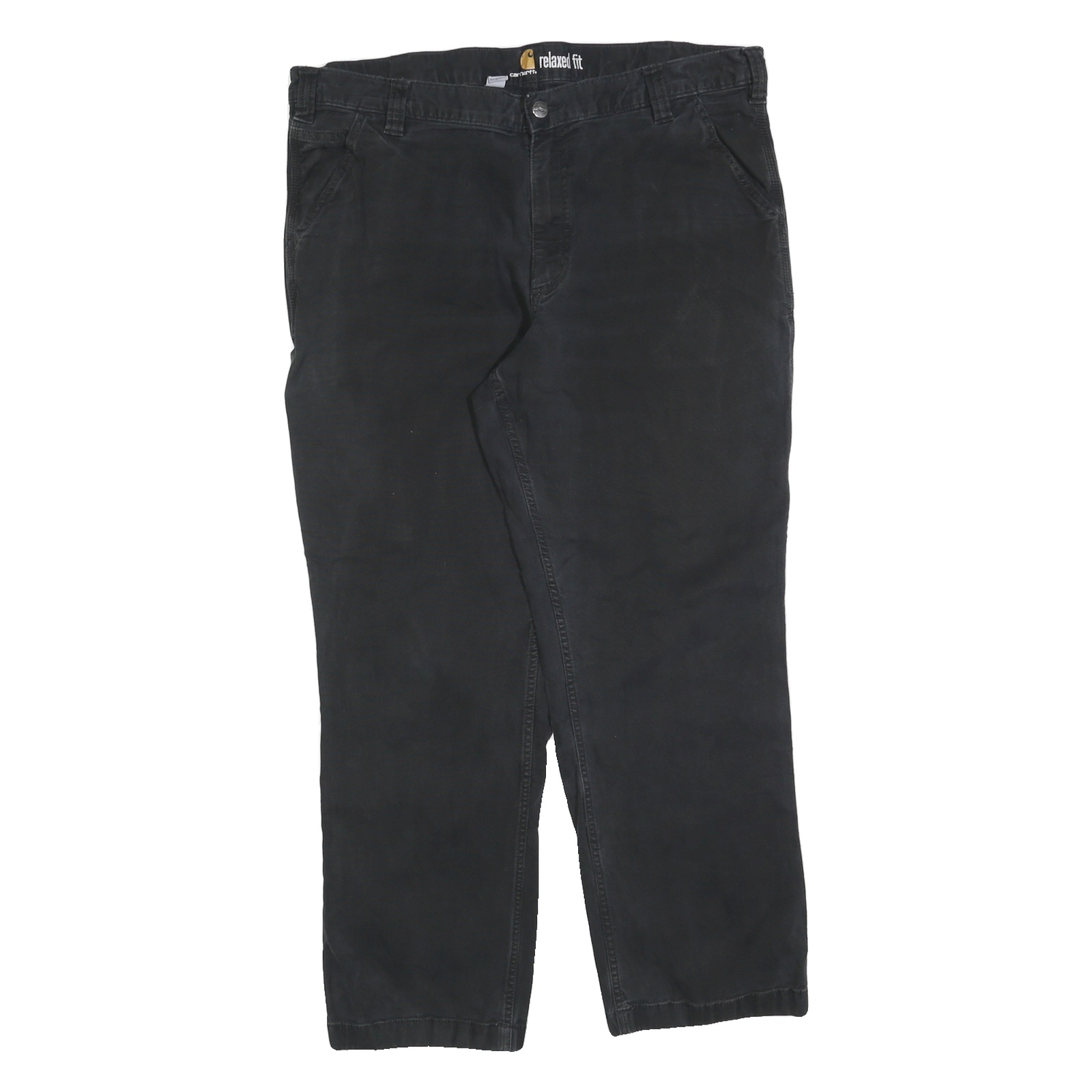 CARHARTT Mens Relaxed Fit Black Cotton Blend Trousers W40 L30 Workwear Zip